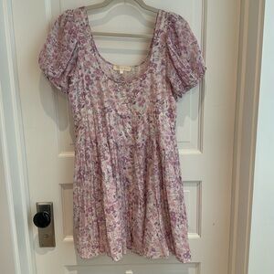 Loveshack fancy purple floral mini dress with pockets